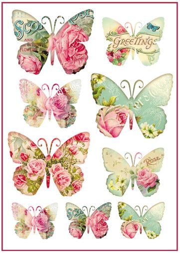 Рисовая бумага для декупажа Stamperia DFSA4069 Цветы и бабочки А4